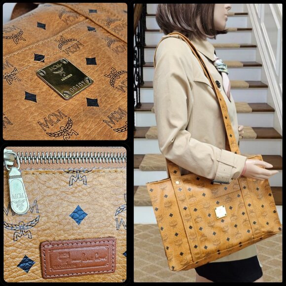 MCM Brown Visetos Shopper Bag - Picture 5 of 17